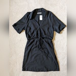 NWT Abercrombie and Fitch Black Linen Blend Cutout Dress Size M